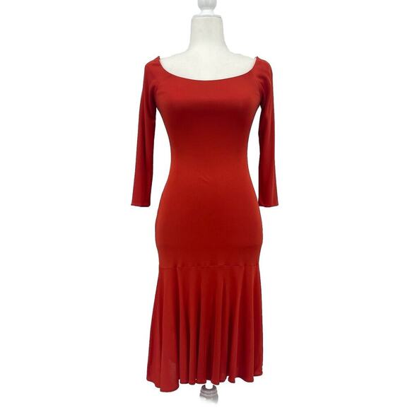 Ralph Lauren Collection Purple Label Fit Flare Red Dress Midi Cocktail Vintage S - Picture 2 of 10